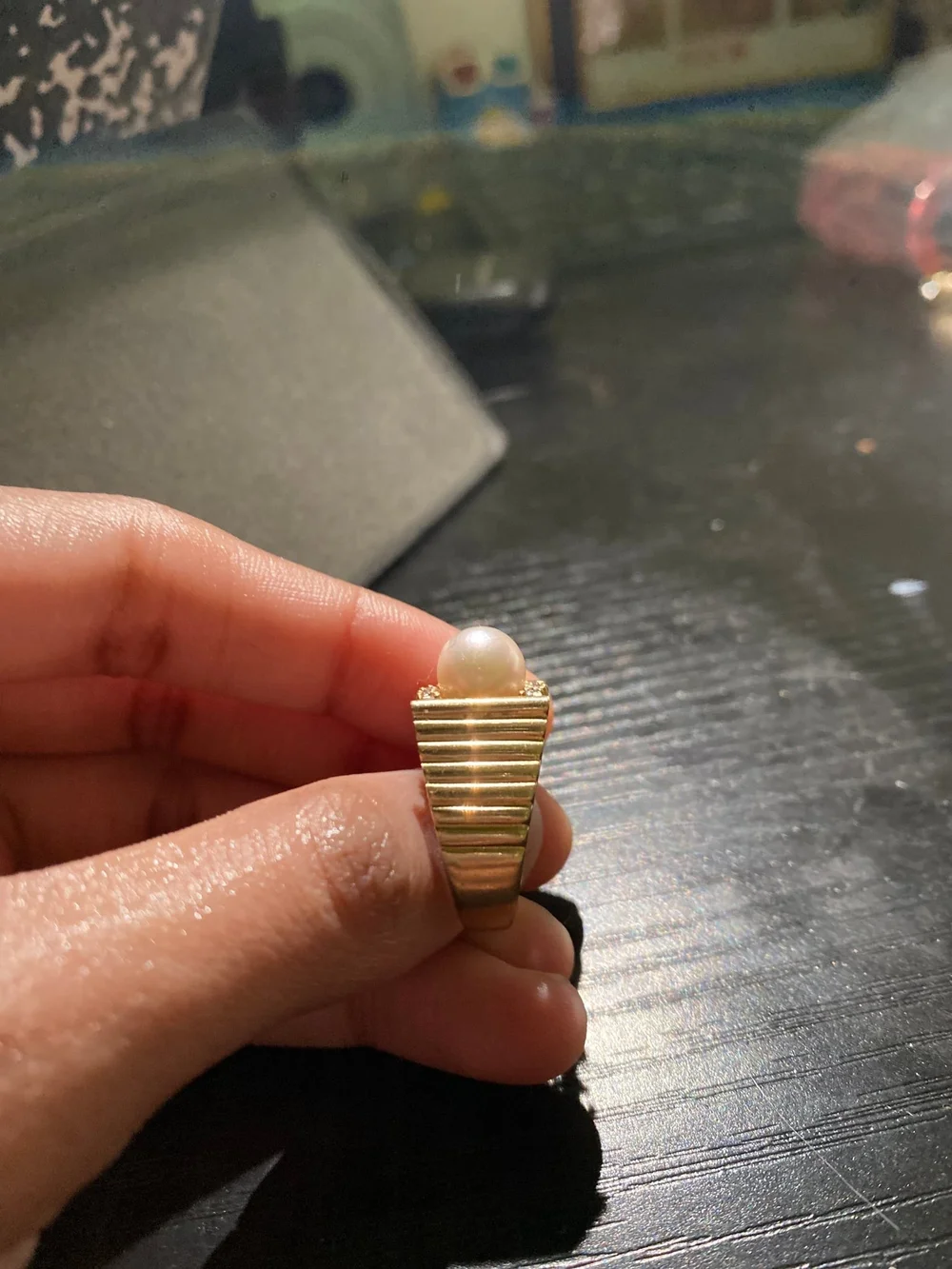 Elegant Gold Pearl Statement Ring - Women Jewelry